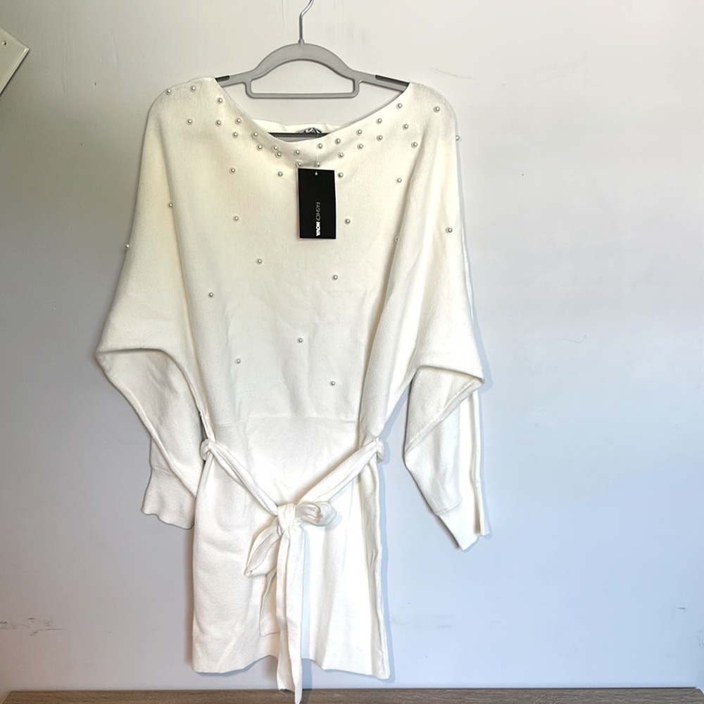 Pearls are everything sweater dress.